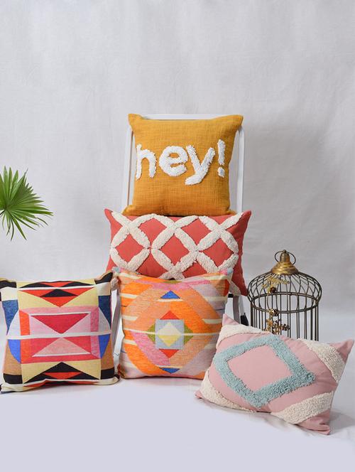 blanc9 set of 5 singapore square and rectangle cotton cushion covers (40x40, 30x50)cm - 18473171 - Very Small Image - 1