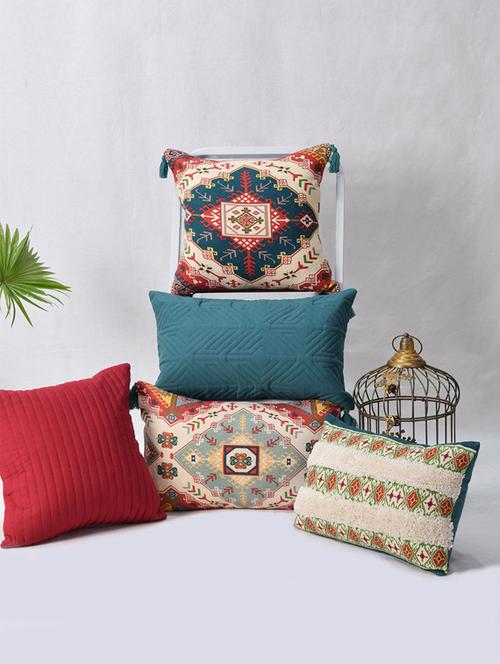 blanc9 set of 5 zumba square and rectangle cotton cushion covers (40x40, 30x50)cm - 18473172 - Very Small Image - 1