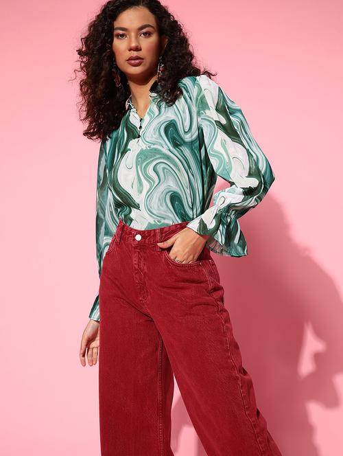 women's straight mandarin neck top - 18473487 - Very Small Image - 1