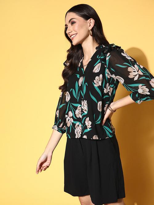 women's straight mandarin neck top - 18473509 - Very Small Image - 1