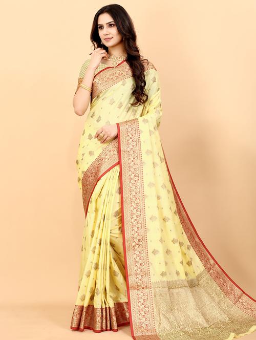 jacquard work woven saree  with blouse - 18473943 - Very Small Image - 1