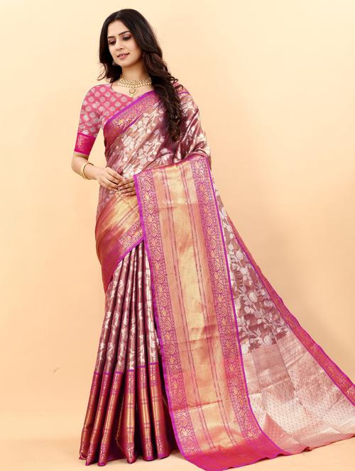 jacquard work woven saree  with blouse - 18473948 - Very Small Image - 1