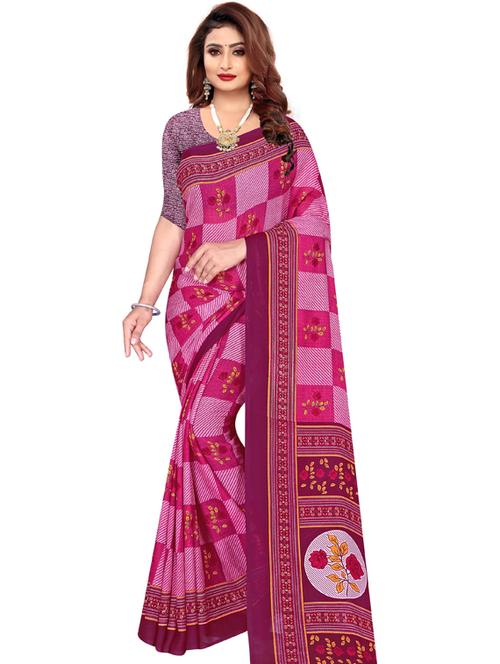 floral printed saree with blouse - 18474537 - Very Small Image - 1