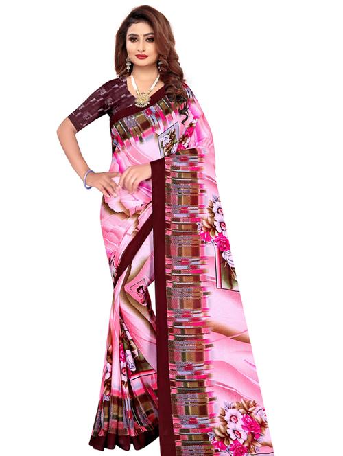 floral printed saree  with blouse - 18474543 - Very Small Image - 1
