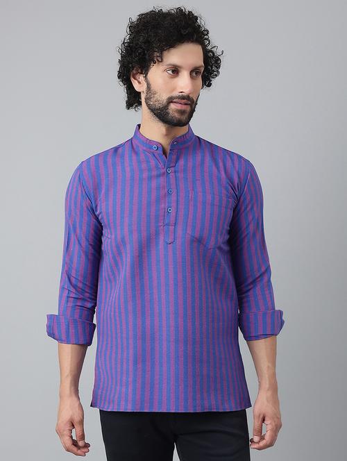 blue striped short kurta - 18475105 - Very Small Image - 1