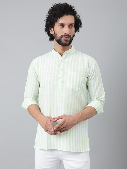 mint green striped short kurta - 18475107 - Very Small Image - 1