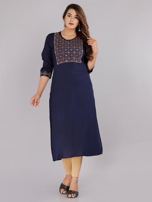 women's straight kurta - 18475760 - Very Small Image - 1