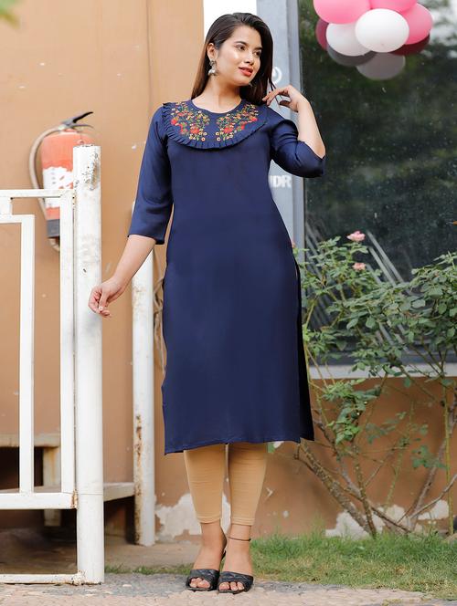 women's straight kurta - 18475763 - Very Small Image - 1