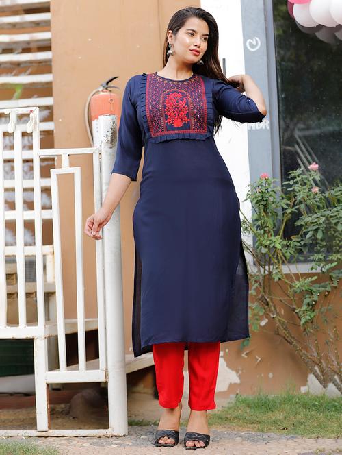 women's straight kurta - 18475764 - Very Small Image - 1