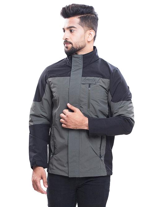 grey color block bomber jacket - 18475915 - Very Small Image - 1