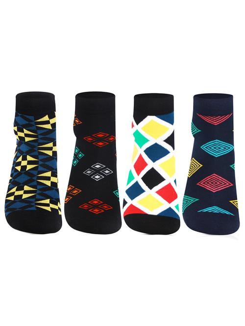 mens pack of 4 printed ankle length sock - 18476908 - Very Small Image - 1
