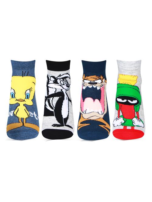 girls pack of 4 printed ankle length socks - 18476932 - Very Small Image - 1