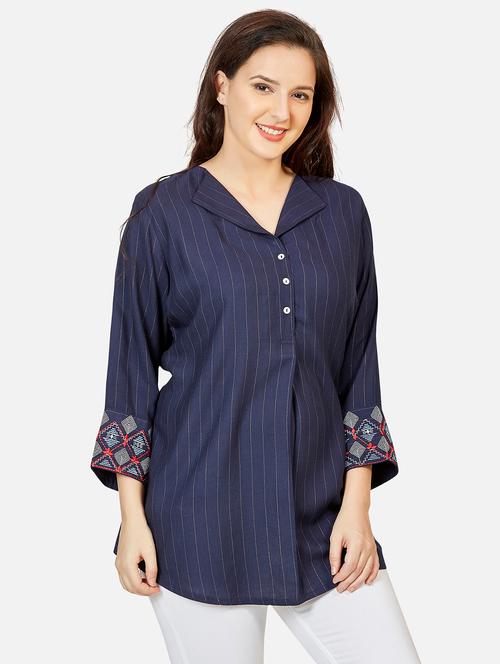 navy blue fusion kurti - 18476963 - Very Small Image - 1