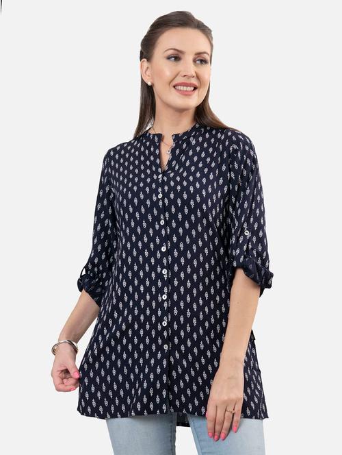 printed fusion kurti - 18476972 - Very Small Image - 1