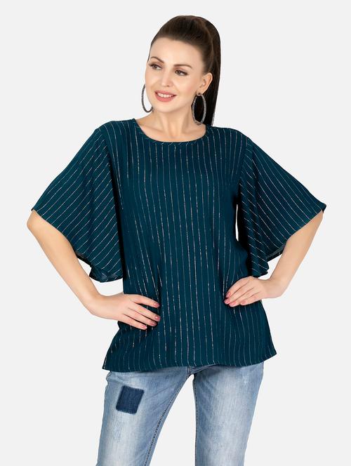 striped zari work fusion kurti - 18476989 - Very Small Image - 1