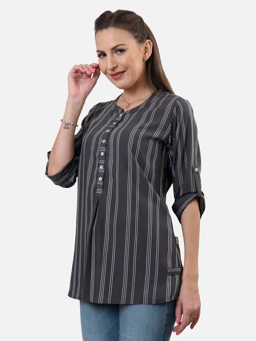 striped fusion kurti - 18477003 - Very Small Image - 1