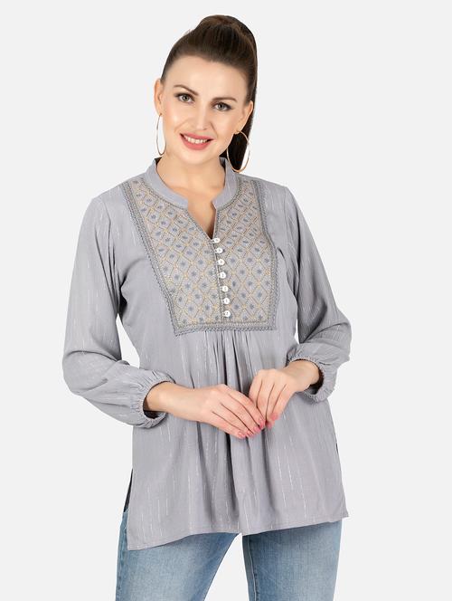 embroidered fusion kurti - 18477015 - Very Small Image - 1