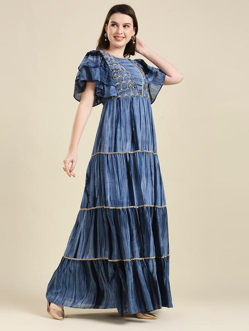 tie & dye embroidered tiered ethnic dress - 18477169 - Very Small Image - 1