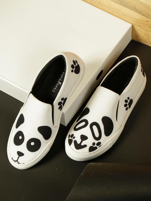 mens white printed slip on sneaker - 18477329 - Very Small Image - 1