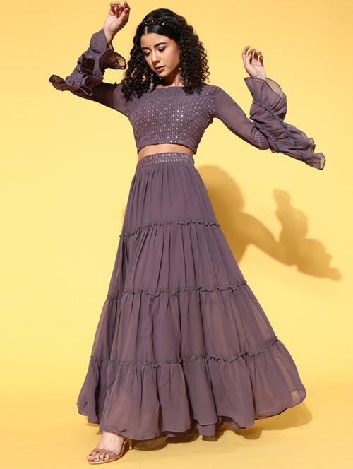 sequence embroidered flared lehenga choli with dupatta - 18477669 - Very Small Image - 1