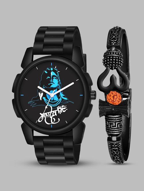  men analog watch with mahadev bracelet - 18478344 - Very Small Image - 1