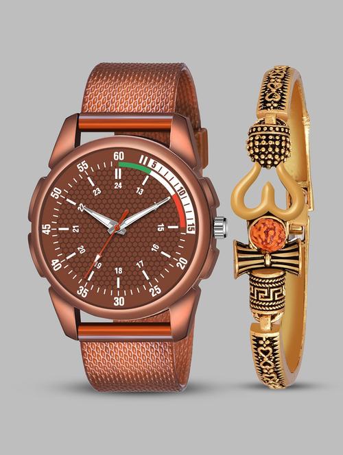 kajaru men analog watch with mahadev bracelet - 18478377 - Very Small Image - 1