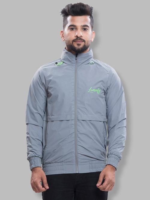 grey solid bomber jacket - 18478508 - Very Small Image - 1