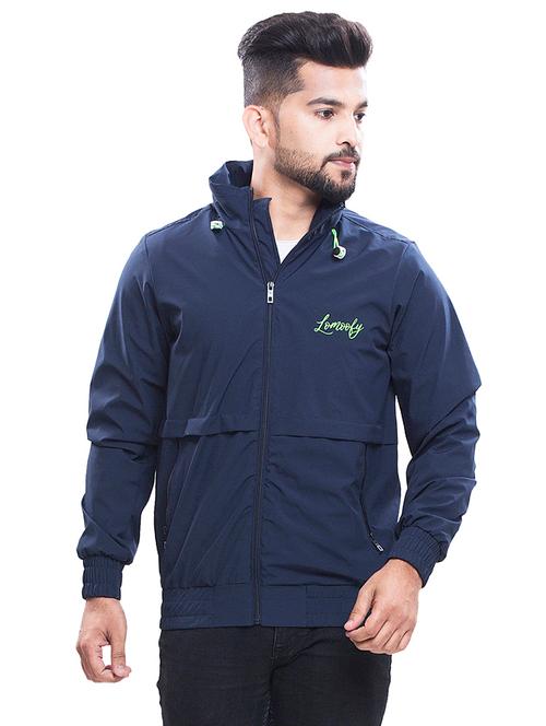 navy blue solid bomber jacket - 18478511 - Very Small Image - 1