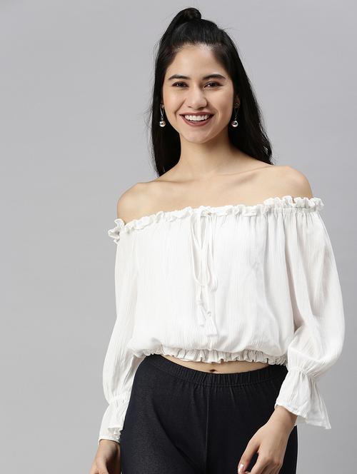 women's crop off shoulder top - 18478743 - Very Small Image - 1