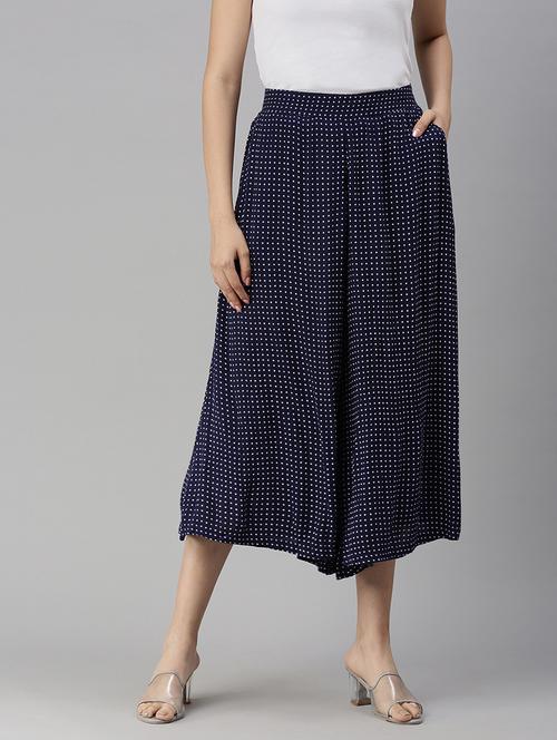navy blue polka dots cropped palazzo  - 18478979 - Very Small Image - 1