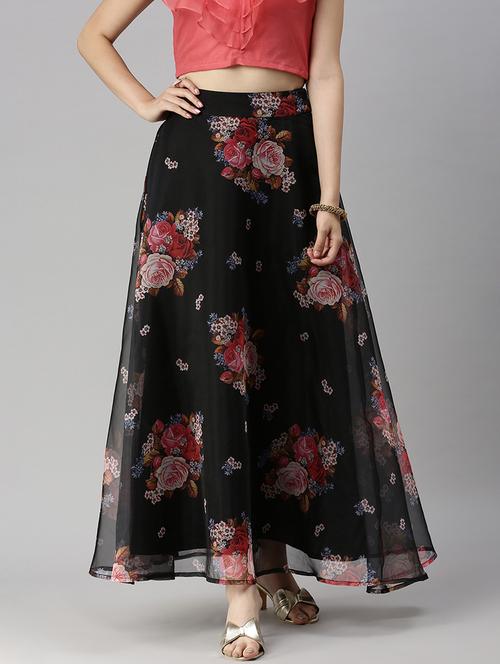 black printed flared skirt - 18478989 - Very Small Image - 1