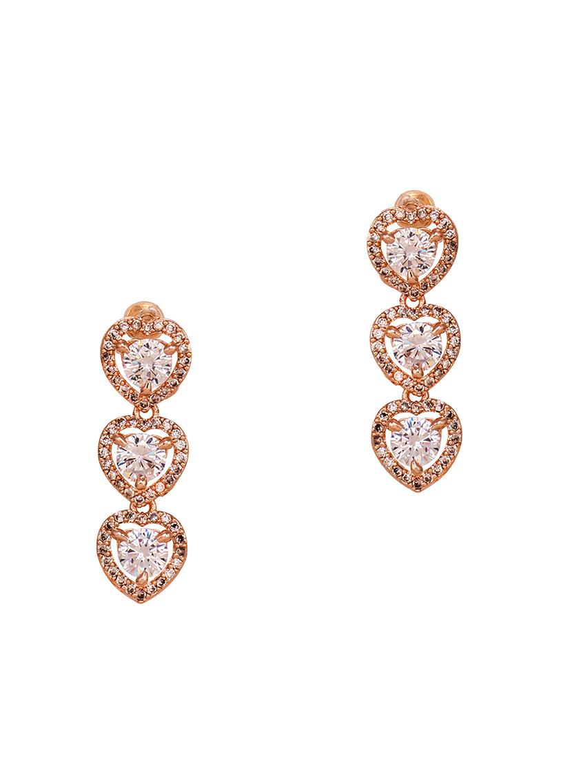 rose gold toned ad studded minimal heart shaped necklace set combo - 18480167 - Zoom Image - 4
