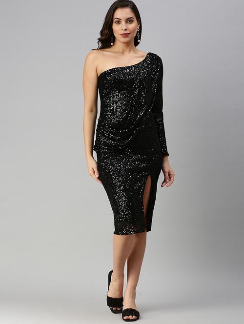single sleeved embellished  bodycon dress - 18480207 - Very Small Image - 1