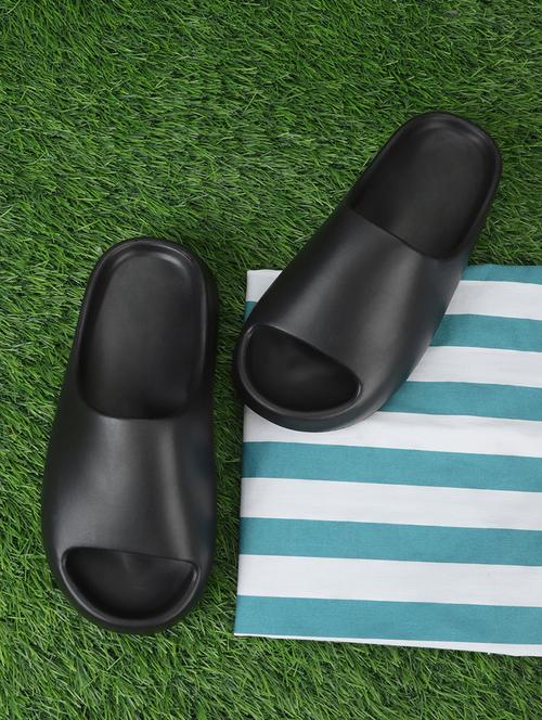 Women Black Solid Slides - 18481064 - Very Small Image - 1