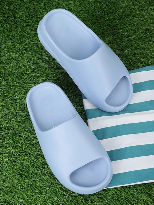 Women Light Blue Solid Slides - 18481065 - Very Small Image - 1