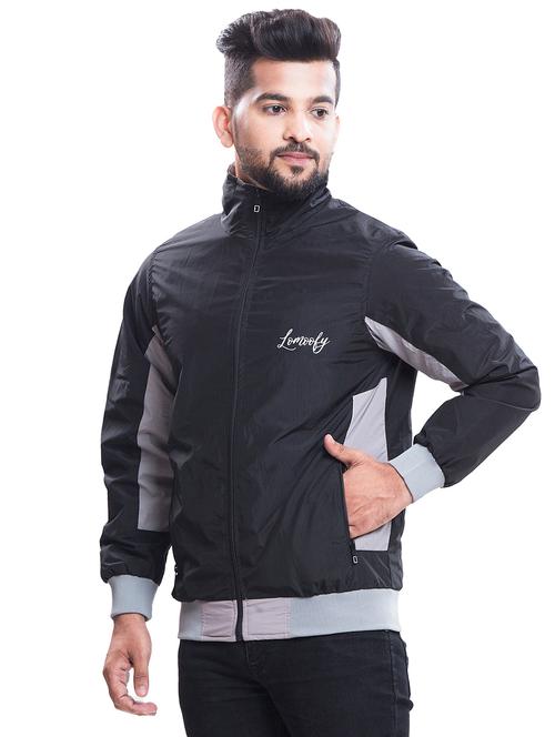 black color block bomber jacket - 18481088 - Very Small Image - 1