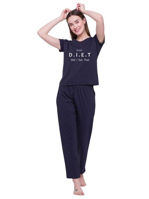 v-neck printed nightwear pyjama set  - 18481817 - Very Small Image - 1