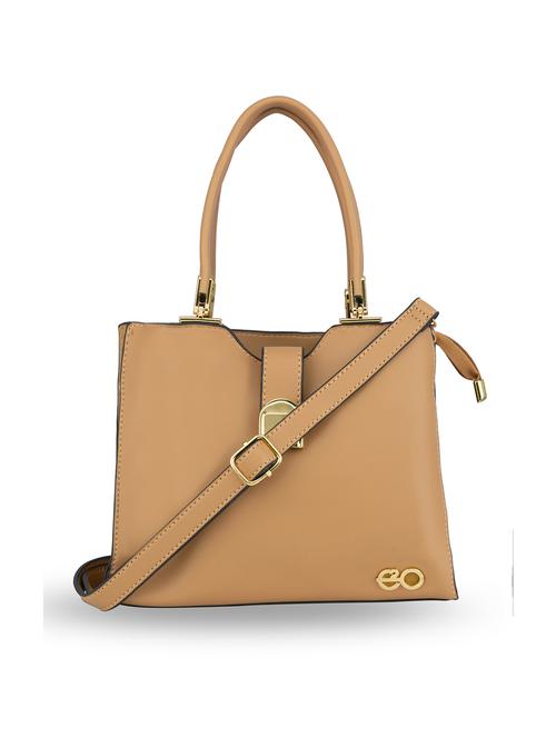 beige solid regular handbag - 18482202 - Very Small Image - 1