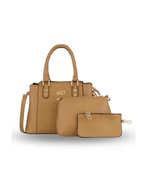 yellow textured hand bag combo with sling bag and wallet - 18482223 - Very Small Image - 1