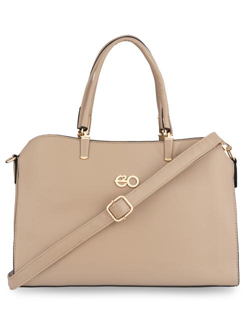 beige solid regular handbag - 18482236 - Very Small Image - 1
