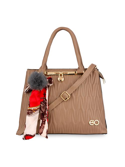 brown textured regular handbag - 18482255 - Very Small Image - 1
