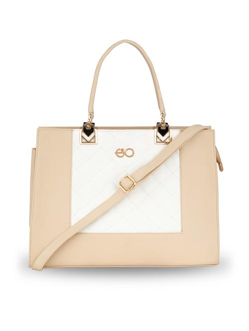 beige color block regular handbag - 18482271 - Very Small Image - 1