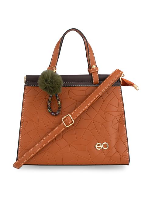 brown textured regular handbag - 18482318 - Very Small Image - 1