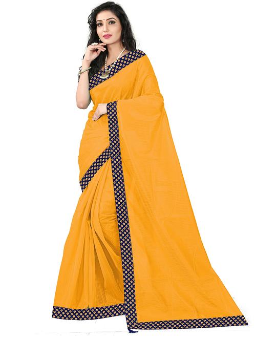 lace bordered solid saree  with blouse - 18482344 - Very Small Image - 1