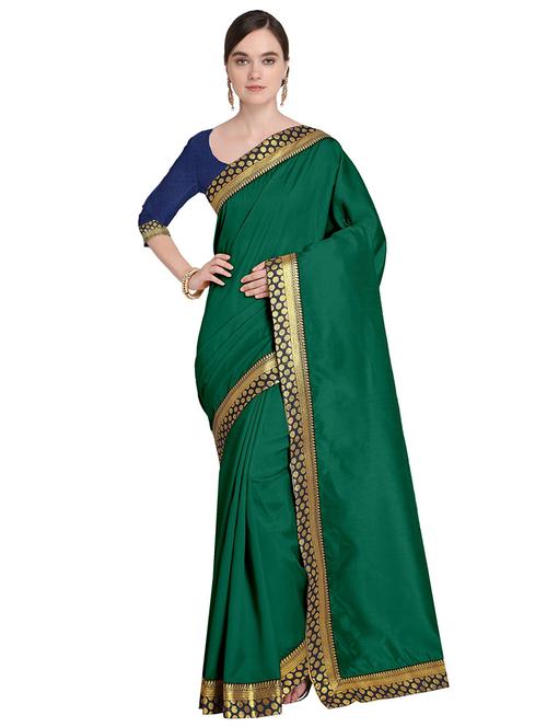 lace bordered solid saree  with blouse - 18482365 - Very Small Image - 1