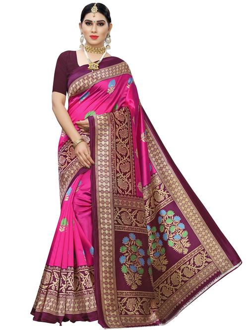 floral printed saree  with blouse - 18488093 - Very Small Image - 1