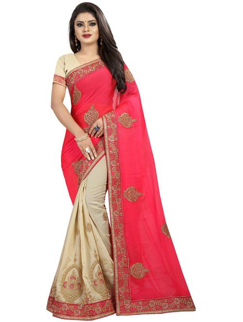 half & half embroidered saree - 18489013 - Very Small Image - 1