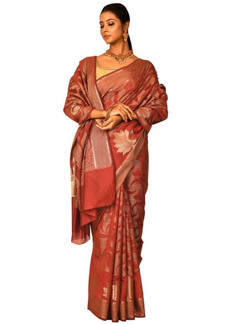 self design banarasi saree with blouse - 18493160 - Very Small Image - 1