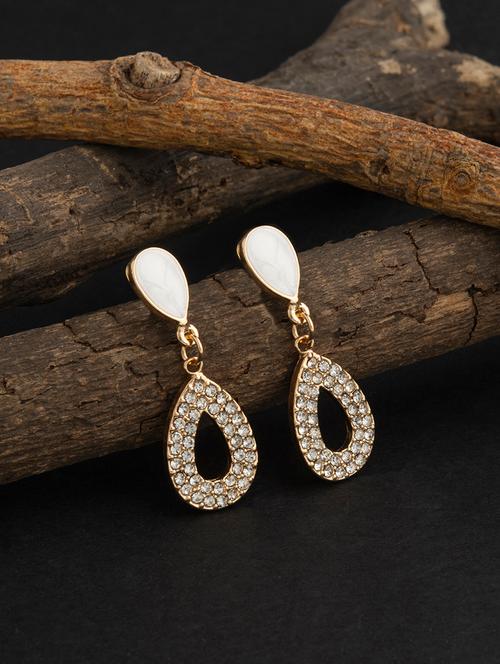  gold plated pearl crafted contemporary drop earring - 18498397 - Very Small Image - 1