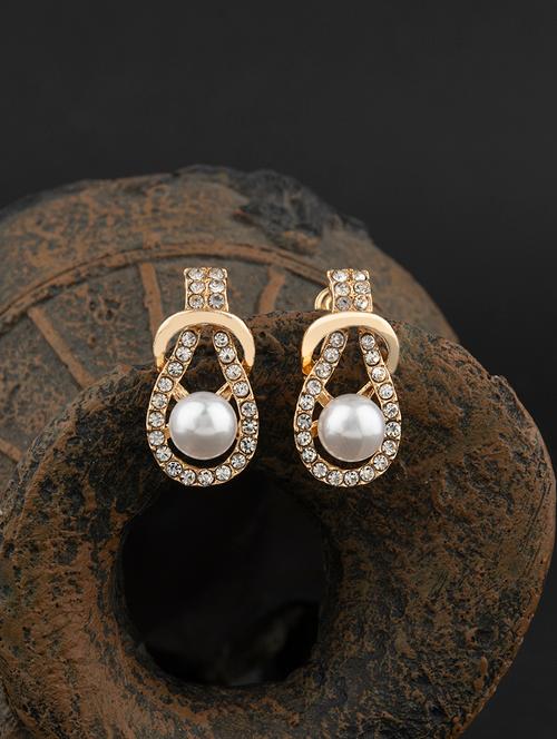 gold plated stones crafted contemporary drop earring - 18498415 - Very Small Image - 1